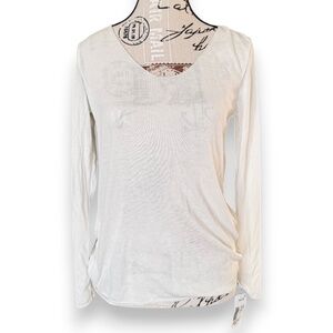 Sunny Studio Paris White Knit Top Silver Trim Made in Italy One Size